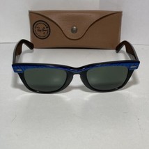 Vintage B & L Ray-Ban Wayfarer Blue Mosaic Street Neat Sunglasses Green Lenses - $262.30