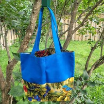 Birds and Berries, Tote Bag, Reusable Grocery Bag, Shopping Bag, Summer ... - $20.00