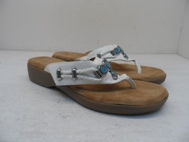 Rialto Women&#39;s Bianna Thong Sandal White Brown Size 8M - $24.93