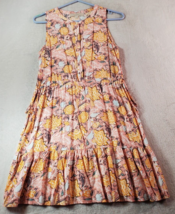 LOFT Fit &amp; Flare Dress Womens Small Multi Floral Rayon Sleeveless Round Neck EUC - £16.41 GBP