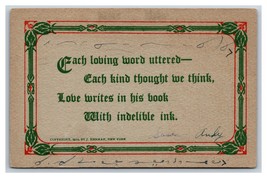 Motto Each Loving Word Kind Thought Love Writes in His Book DB Postcard H26 - £3.16 GBP