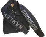 Harley Davidson Ladies&#39; Black Denim Biker Jacket Small Stretchy Denim Nwt - $39.55
