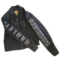 Harley Davidson Ladies&#39; Black Denim Biker Jacket Small Stretchy Denim Nwt - $39.55
