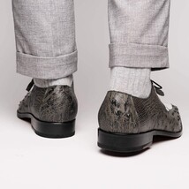 Andretti Genuine Ostrich Leg Dress Derby's Shoes Lace Up White / Gray image 11