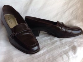Ladies 8 Hush Puppies Soft Style Brown Pump with Buckle and Square Heel Slip On - £16.56 GBP