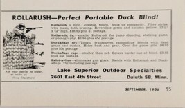 1956 Print Ad Rollarush Perfect Portable Duck Blinds Lake Superior Dulut... - £7.15 GBP