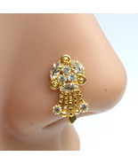 Indian Stylish Fake Gold Plated nose ring White CZ Twisted L Bend - €12,84 EUR