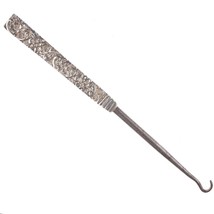 c1890 Jacobi and Jenkins Sterling repousse shoe button hook - $108.90