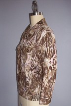 CHICO&#39;S Aztec Button Up Linen Cotton Denim Jack Brown Beige Metallic Siz... - $31.30