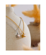 Elegant &amp; Minimalist Natural Pearl Cube Pendant Necklace in Gold or Silver - $24.95