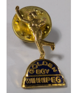 GOLDEN BOY WINNIPEG MANITOBA CANADA STATUE SOUVENIR LAPEL PIN WEAR VINTA... - $23.30 CAD