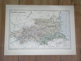 1887 Antique Map Of Department Of PYRENEES-ORIENTALES Perpignan / France - £16.62 GBP
