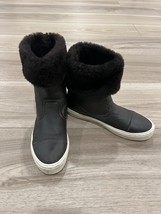 Salvatore Ferragamo Lucio Black Leather Shearling Sneakers Boots 7.5 US ... - $148.49
