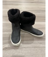 Salvatore Ferragamo Lucio Black Leather Shearling Sneakers Boots 7.5 US ... - $203.09 CAD