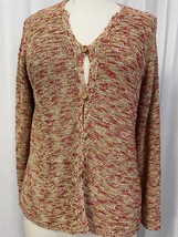 Sigrin Olsen Women&#39;s Cardigan Sweater Tan &amp; Orange Size Large - £18.75 GBP