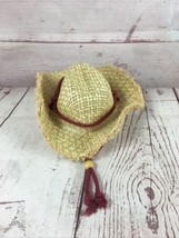 American Girl Doll Straw Western Cowboy Hat Used Excellent Condition Red Strap - $19.79