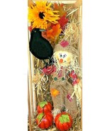 Autumn Scarecrow Pumpkin Floral and Blackbird Arrangement Halloween Fall - $26.05 CAD