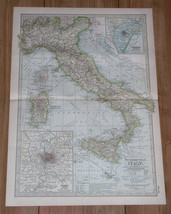 1897 Antique Map Of Italy / Sicily / Tuscany / Roma And Venice Inset Maps - £21.18 GBP