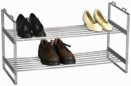 Household Essentials Stackable Two-Tier Shoe Rack, Chrome - £38.36 GBP