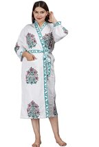 INDACORIFY 100% Waffle Cotton Hand Block Printed Bath Robe Summer Kimono Floral  - £24.66 GBP