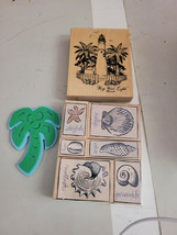 Lot of 8 Wood and Foam Scrapbooking Stamps Crafts Hero Arts Beach Theme - £23.59 GBP