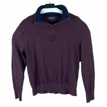 Banana Republic Men&#39;s 1/4 Zip Jacket Luxe Sweater Maroon Cotton Size Large - £8.09 GBP