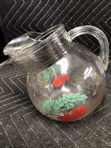 Vintage Clear Glass Tilt Ball Pitcher 6&quot; Tall Ice Lip By Anchor Hocking Mcm - £10.88 GBP