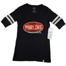 Miami Florida Marlins MLB 47 Brand Women&#39;s Small T-Shirt Top Black Red New - £11.73 GBP