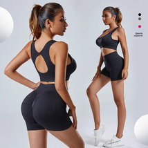  Workout Outfits for Women 2 Piece Acid Wash High Waist Butt Lifting Shorts  - £17.96 GBP
