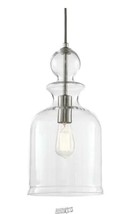 8.38 in. 1-Light Brushed Nickel Pendant with Clear Glass Shade - £55.41 GBP