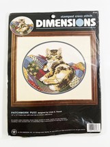 DIMENSIONS STAMPED CROSS STICH KIT PATCHWORKS PUSS CAT NEW - £17.35 GBP
