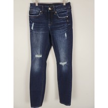 Silver Jeans 26x29 Womens Suki Skinny Leg Mid Rise Distressed Dark Wash Bottoms - £20.57 GBP