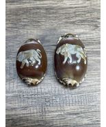 Vintage Etched Leo Lion Seashell Lot of 2 India Travel Souvenir KG JD - €8,58 EUR