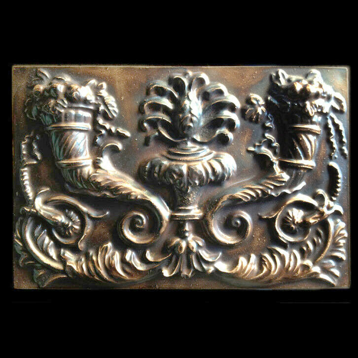 Renaissance Hellenistic Scrolls Antique replica Wall plaque Tile - Bronze Finish - $24.74