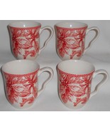 Set (4) 222 Fifth CHRISTMAS LANE PATTERN 12 oz Handled Mugs - £25.18 GBP