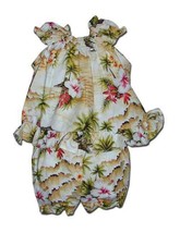 Pacific Legend Hawaiian Baby Infant Outfit Top Bottom Maize Blue Hibiscus - £37.74 GBP