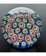 Two-tone 2.5” blue millefiori paperweight vibrant colors - $20.18