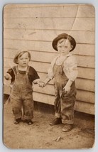 RPPC Darling Little Boys Overalls Hats and Toy Revolver c1910 Postcard F29 - £11.71 GBP