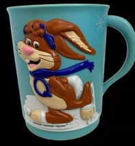 Vintage Nestle Quik Ice Skating Bunny Rabbit 3D Plastic Mug - $11.30