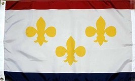 City of New Orleans Flag 3x5 ft NOLA Louisiana Fleur de Lis Banner Mardi Gras LA - £10.18 GBP