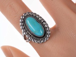 sz7.5 c1940&#39;s-50&#39;s Native American sterling/turquoise ring - $94.05