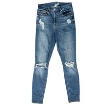 Good American Good Waist Blue Medium Wash Distressed Snake Pocket B322 s... - $29.34