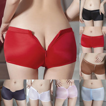 Women&#39;s Zipper Open Crotch Underwear Knickers Shiny Glossy Panties Boxer... - £5.79 GBP