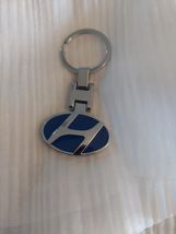 Hyundai   Logo Metal Keychain – Chrome Key Ring  and Blue - $9.85