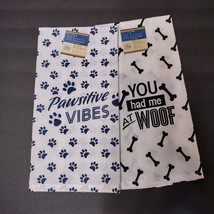 Dog Lover Kitchen Tea Towels, set of 2, Pawsitive Vibes, You Had Me at Woof - £11.70 GBP