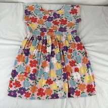 Hanna Andersson Dress Girl 130/US 8 Floral Buttons Colorful Pink Spring Summer - $24.24