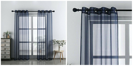 NEW 2 Piece Solid Grommet Window Curtain Panel Set - 54&quot; x 63&quot; - Navy Blue - P02 - £37.15 GBP