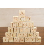 English alphabet wooden blocks, Uppercase letters, Baby shower gift - $51.90