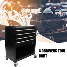 4 Drawers Mulfunctional Tool Cart with Wheels-Black - £162.18 GBP