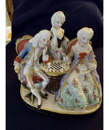 Antique German Conta Boehme Porcelain Couple playing Chess figure group ... - $38.61